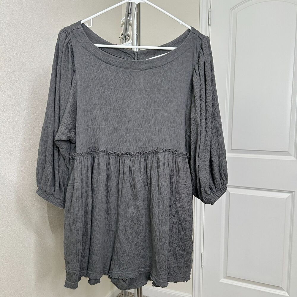 Free People Beach Romper Small Gray Beyond Obsessed Boho Festival Coastal Lounge
